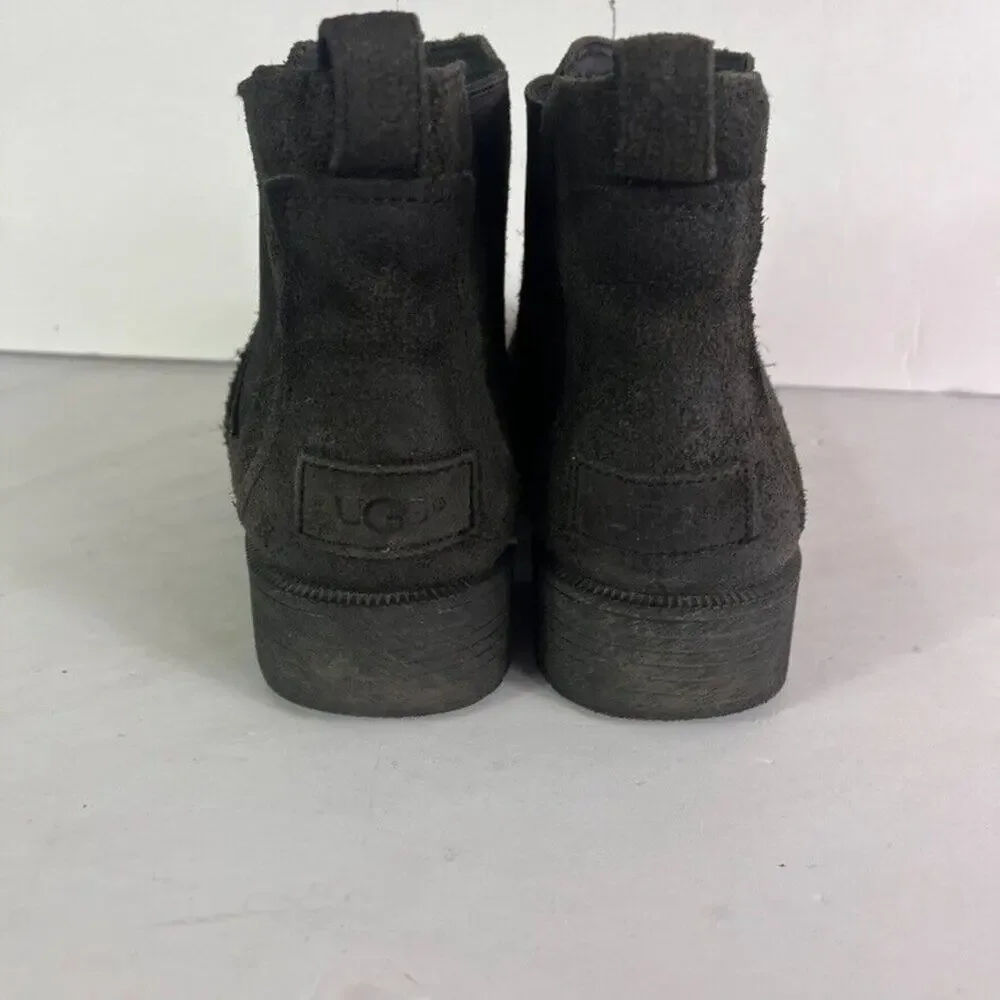 UGG Chelsea Boot Womens 8 Brown Bonham II Burnished Suede with Shearling Footbed